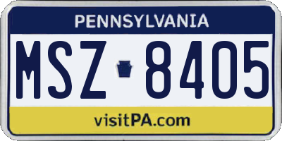 PA license plate MSZ8405