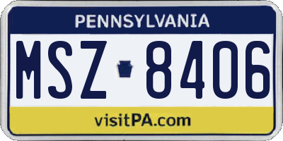 PA license plate MSZ8406