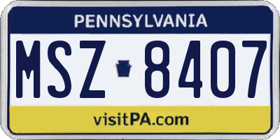PA license plate MSZ8407