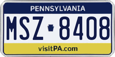 PA license plate MSZ8408