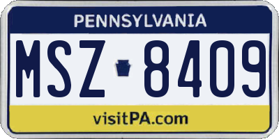 PA license plate MSZ8409