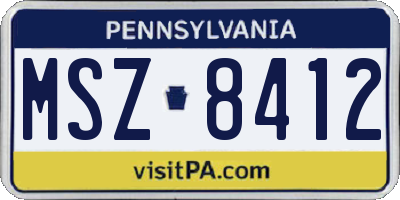 PA license plate MSZ8412