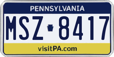 PA license plate MSZ8417