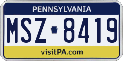 PA license plate MSZ8419