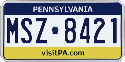 PA license plate MSZ8421