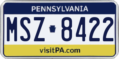 PA license plate MSZ8422