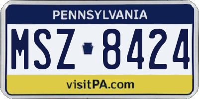 PA license plate MSZ8424