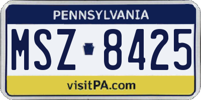 PA license plate MSZ8425