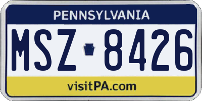 PA license plate MSZ8426