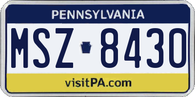 PA license plate MSZ8430