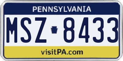 PA license plate MSZ8433