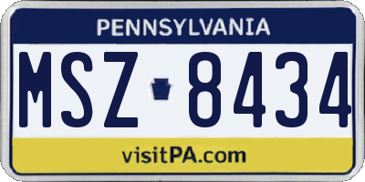 PA license plate MSZ8434