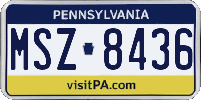 PA license plate MSZ8436
