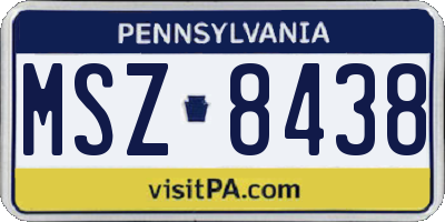 PA license plate MSZ8438