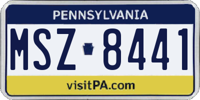 PA license plate MSZ8441