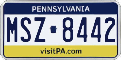 PA license plate MSZ8442