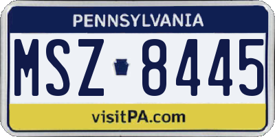 PA license plate MSZ8445