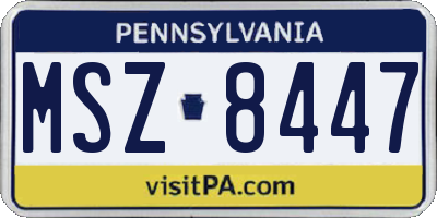 PA license plate MSZ8447