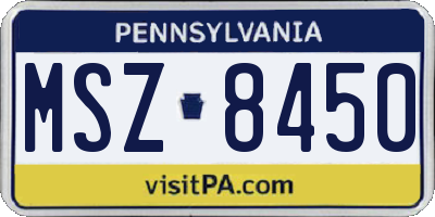 PA license plate MSZ8450