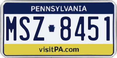 PA license plate MSZ8451