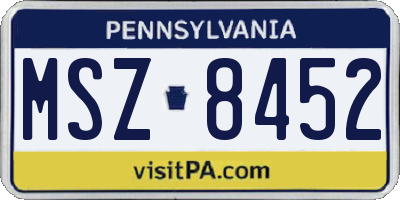PA license plate MSZ8452