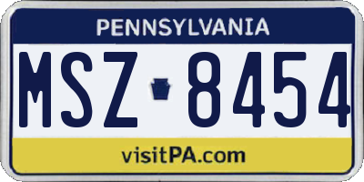 PA license plate MSZ8454