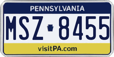 PA license plate MSZ8455