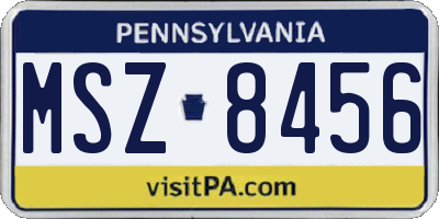 PA license plate MSZ8456