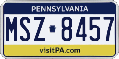 PA license plate MSZ8457