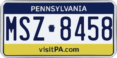 PA license plate MSZ8458
