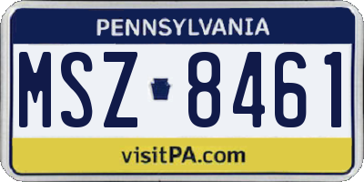 PA license plate MSZ8461