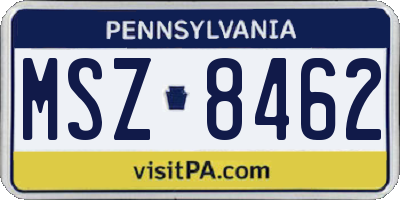 PA license plate MSZ8462