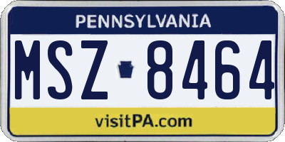 PA license plate MSZ8464