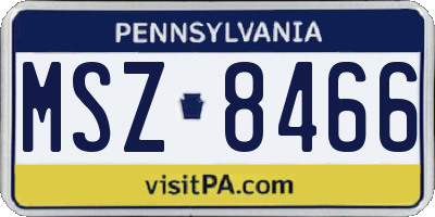 PA license plate MSZ8466