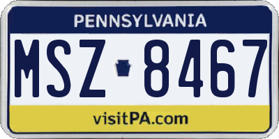 PA license plate MSZ8467
