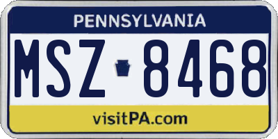 PA license plate MSZ8468