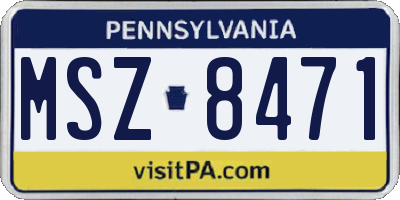 PA license plate MSZ8471