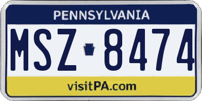 PA license plate MSZ8474