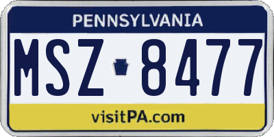 PA license plate MSZ8477