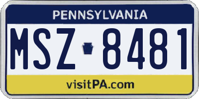 PA license plate MSZ8481