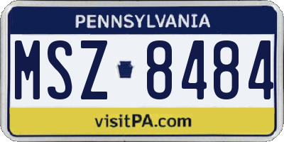 PA license plate MSZ8484