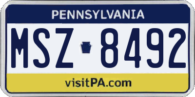 PA license plate MSZ8492
