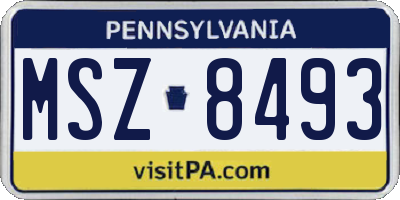 PA license plate MSZ8493