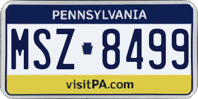 PA license plate MSZ8499