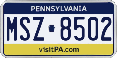 PA license plate MSZ8502