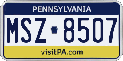 PA license plate MSZ8507