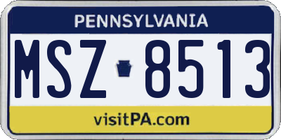 PA license plate MSZ8513