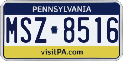 PA license plate MSZ8516