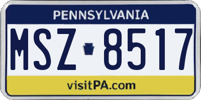 PA license plate MSZ8517