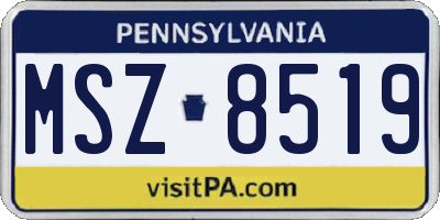 PA license plate MSZ8519